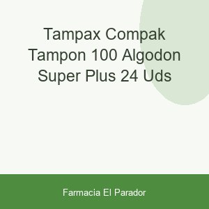 Tampax Compak Tampón 100% Algodón Super Plus 24 uds